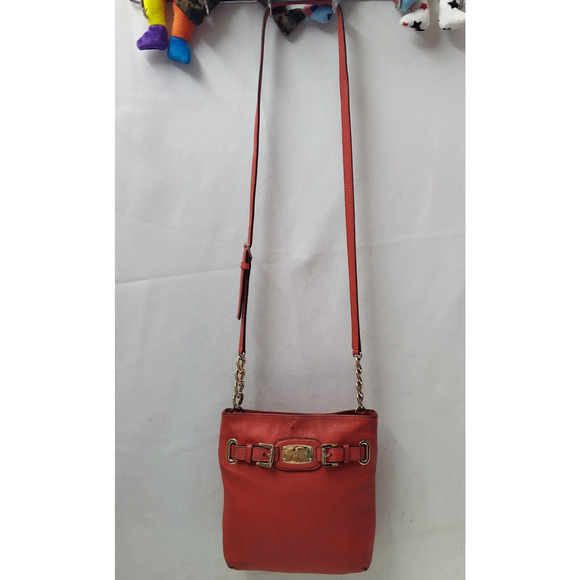 Michael Kors Hamilton Red Leather Zipper Closure Crossbody Bag - Picture 14 of 16